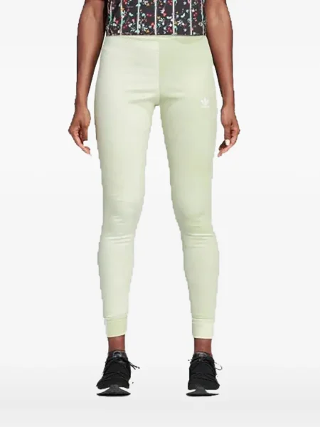 Legginsy Adidas do biegania z nadrukiem z dekoltem w serek czerwone