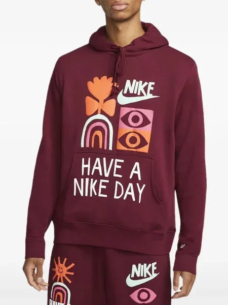 Majica s kapuljačom Nike s printom s vezicama crvena