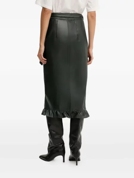 Fustă midi Never Fully Dressed cu volane până la genunchi verde