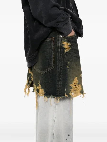 Pantaloni Maison Mihara Yasuhiro zdrențuiți albastru