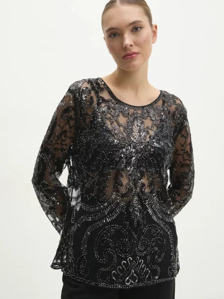 Блуза Answear Lab с апликация черно