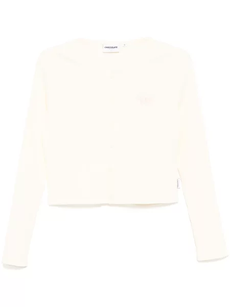 Top Chocoolate cu broderie alb