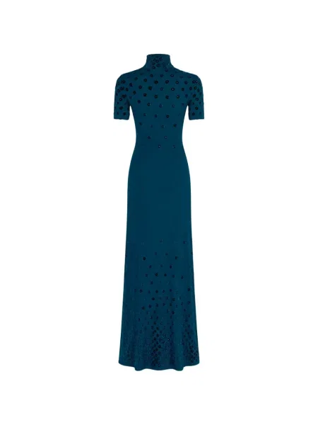 Rochie maxi Rabanne de catifea albastru