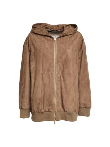 Kurtka Max Mara zamszowa z kapturem beżowa