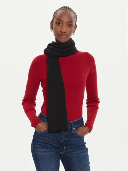 Calvin Klein Fular Embroidery Fine negru