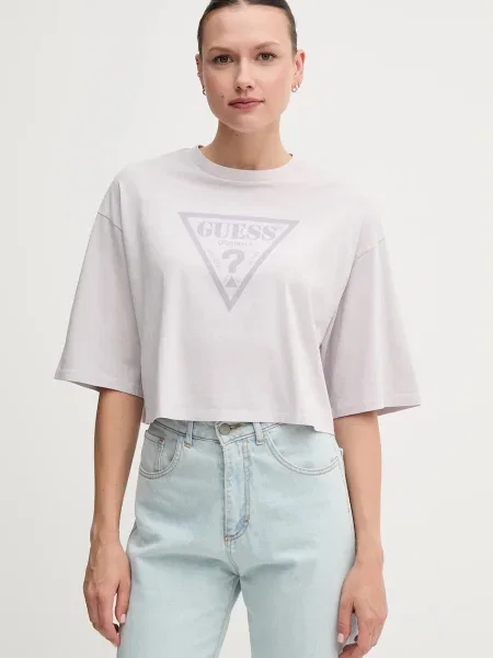 Тениска Guess Originals дамска лилаво виолетово