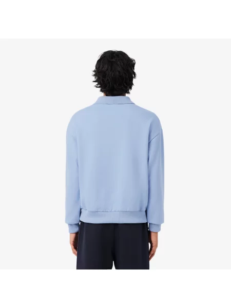 Lacoste Bluza Z Kołnierzykiem Polo Loose Fit niebieska