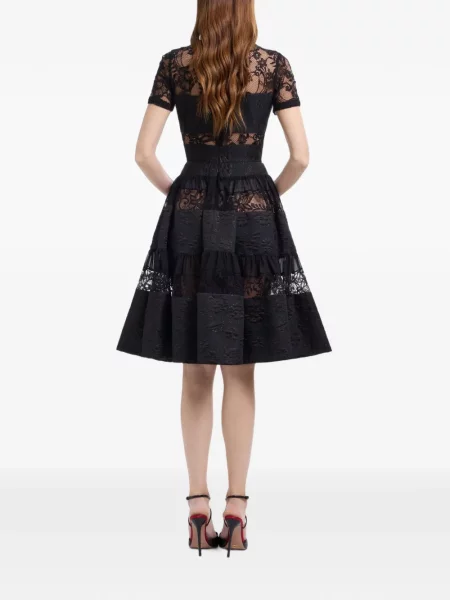 Rochie midi Elie Saab din dantelă negru