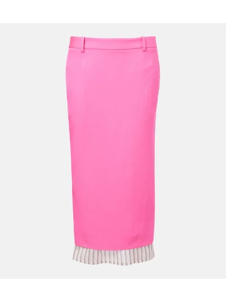 Fustă tip creion The Attico de lână roz