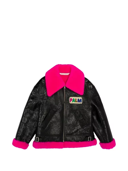 Geacă Palm Angels din piele de oaie negru