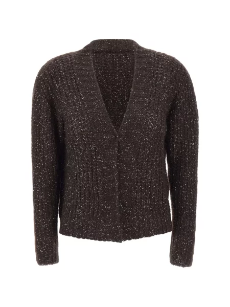 Cardigan Kaos cu paiete tricotate maro