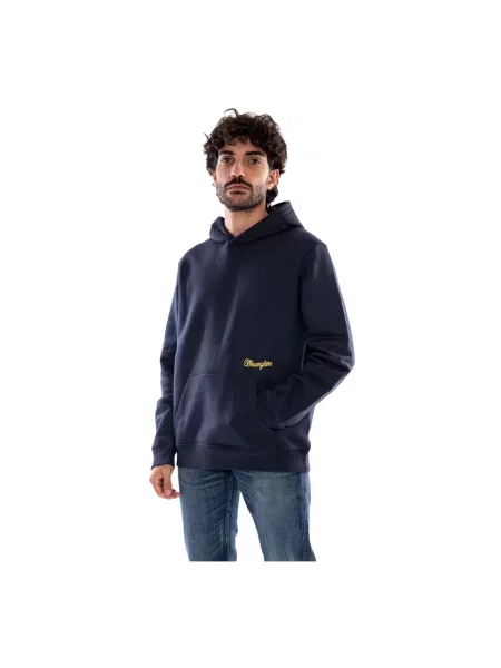 Haftowana bluza z kapturem Wrangler z kapturem niebieska