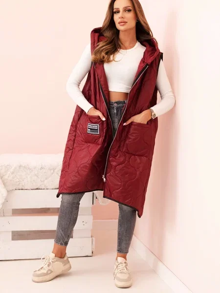 Vestă Kesi Włoski cu glugă bordo