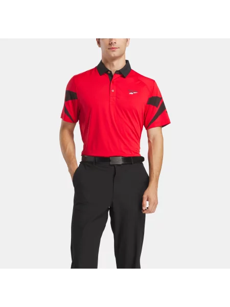Reebok koszulka polo Signature Vector z blokami kolorówunisex RED/BLACK Size: S czarna