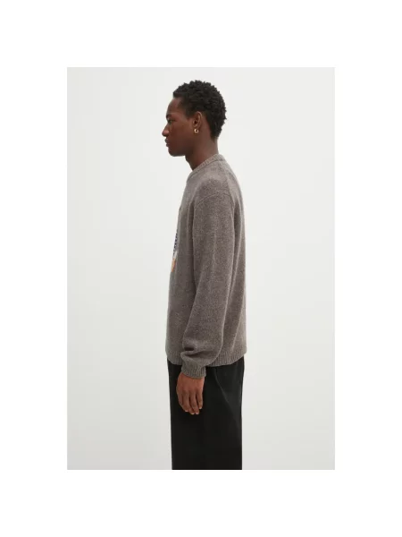 Sweter Maison Kitsune wełniany brązowy