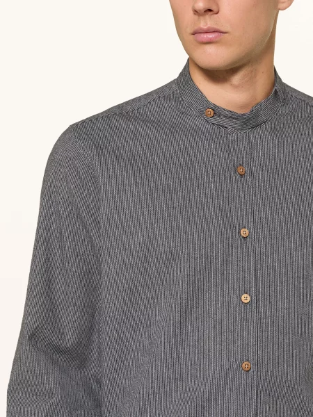 Johann & Johanna Krojová Košile Comfort Fit Z Flanelu Se Stojáčkem tmavě šedá šedá