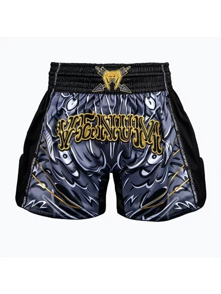 Pantaloni scurți de antrenament pentru bărbați Venum Wolf Attack Muay Thai Shorts black/grey negru