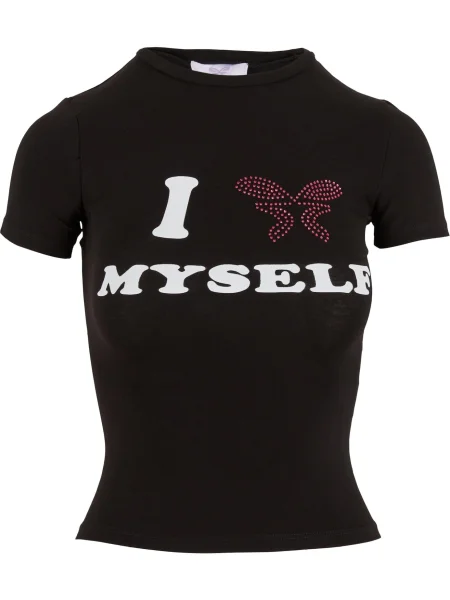 Felicious Tricou Love Yourself magenta / negru alb