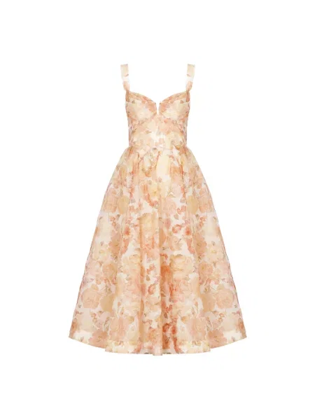 Sukienka midi Zimmermann drapowana do kolan garniturowa pomarańczowa