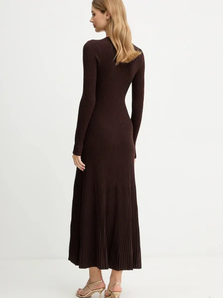 Bardot rochie maxi evazați maro