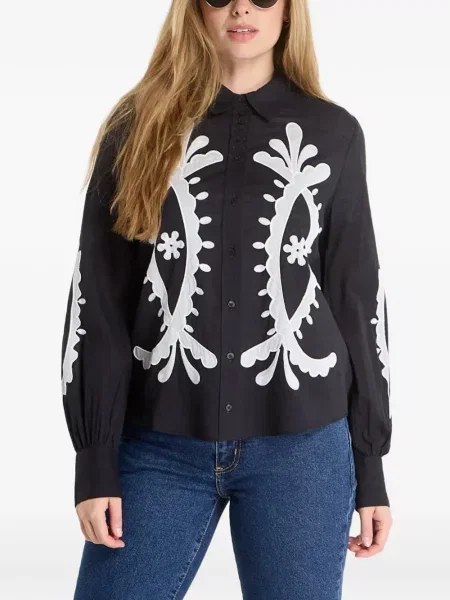 Lung cămașă Desigual cu broderie negru