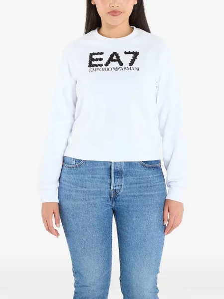 Hanorac Ea7 Emporio Armani cu autograf alb