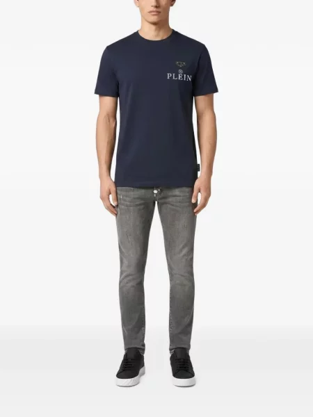 Tricou Philipp Plein din jerseu albastru