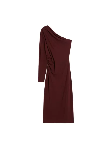 Lniana sukienka Max Mara Studio czerwona