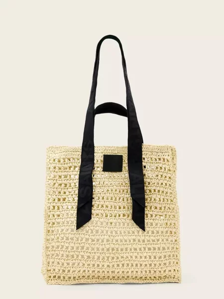 Τσάντα shopper Allsaints με γούνα μπεζ