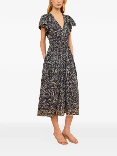 Rochie midi Ulla Johnson cu model floral cu imagine negru