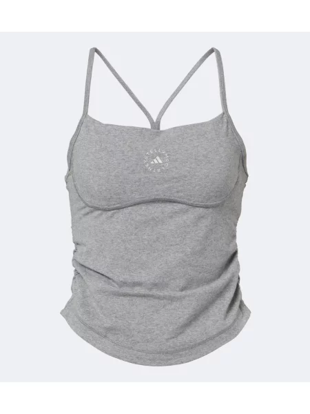 Top Adidas By Stella Mccartney din jerseu cu autograf gri