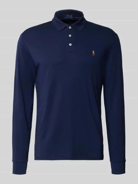 Polo Ralph Lauren koszulka polo z długim rękawem Mężczyźni niebieski jednolity L granatowa