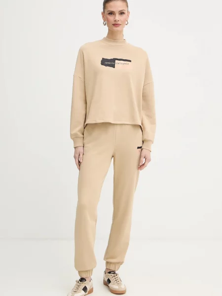 Armani Exchange spodnie dresowe beżowe