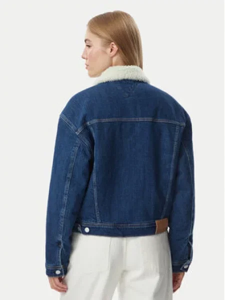 Tommy Jeans prechodná bunda dámska rifľová modrá