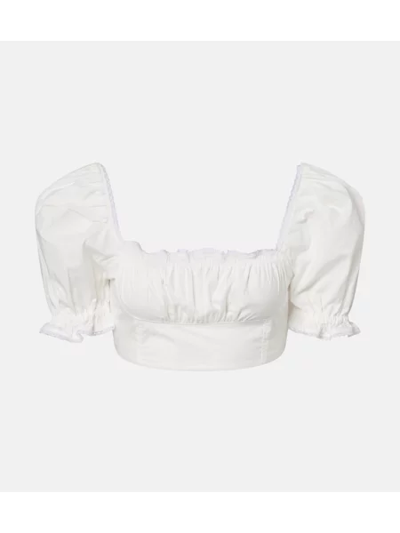 Top Bananhot cu volane din poplin alb