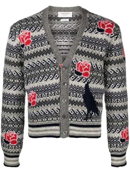Cardigan Thom Browne de lână gri