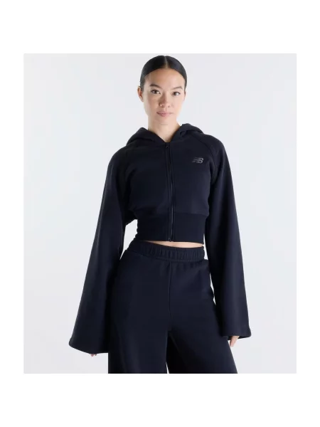 Bluza z kapturem New Balance Brushed Coastal Full Zip granatowy XS niebieska