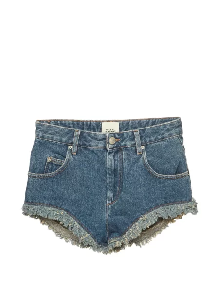Pantaloni scurți din denim Isabel Marant cu franjuri albastru