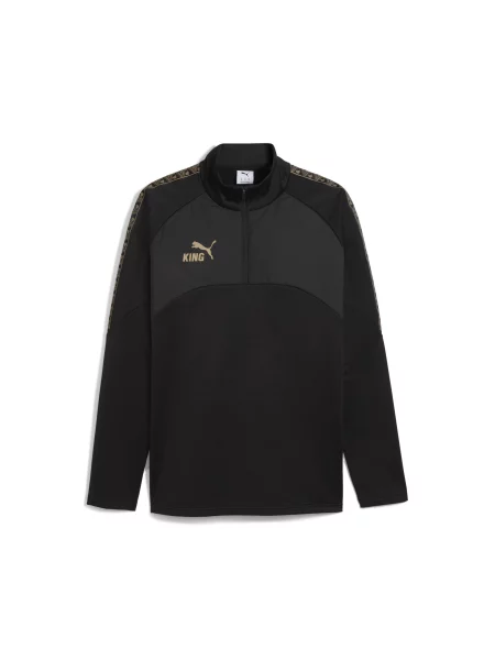 PUMA treningowa koszulka na zimę KING z zamkiem Odzież Czarny/Złoty S czarna