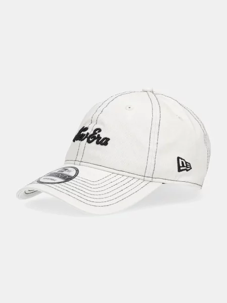 Шапка с козирка New Era бежово с апликация бяло