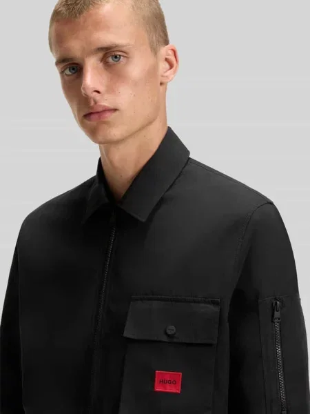 Kurtka koszulowa o kroju regular fit z mieszanki bawełny model EMMOND' Hugo czarna