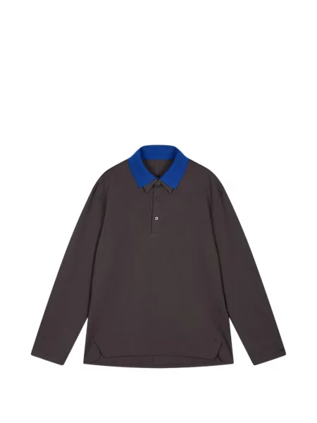 Gulerat lung tricou polo Croquis gri