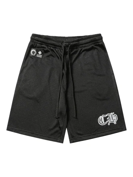 Pantaloni scurți Chrome Hearts cu motiv cu inimi negru