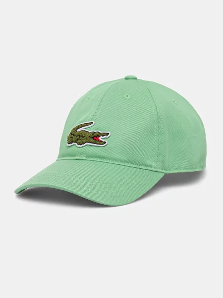Шапка с козирка Lacoste с апликация зелено