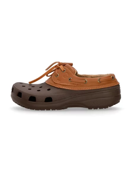 Klapki mules Crocs skórzane klasyczne brązowe