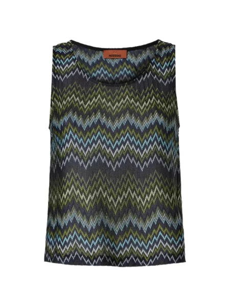 Top Missoni fără mâneci cu model piele de șarpe albastru