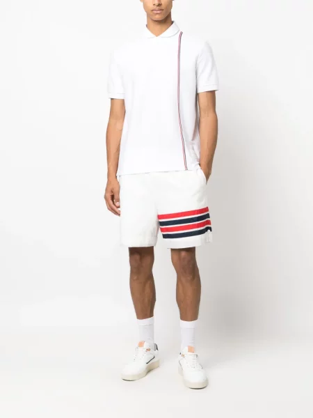 Dryžuota polo marškinėliai Thom Browne balta