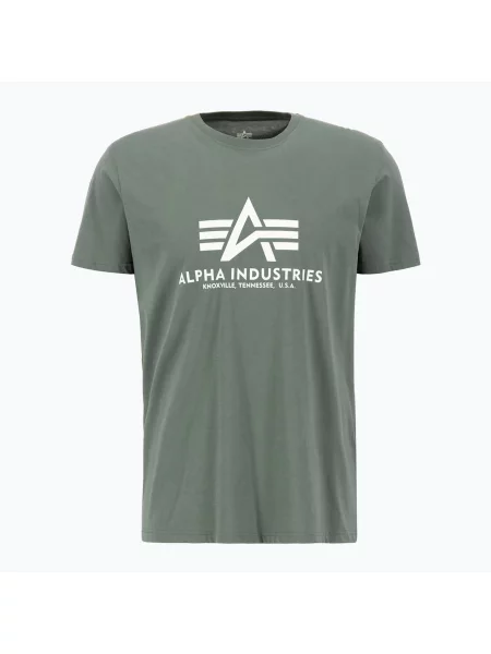 Tričko Alpha Industries Basic vintage green bílé