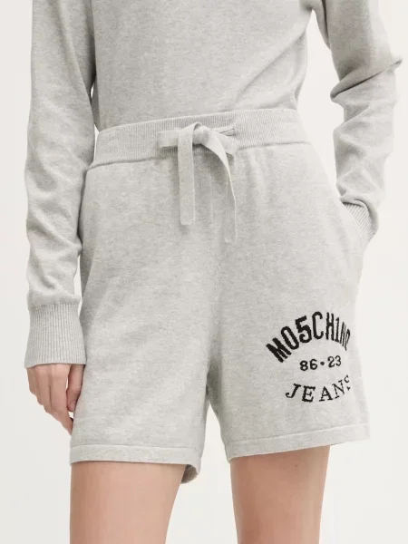 Moschino Jeans szorty z nadrukiem high waist szary