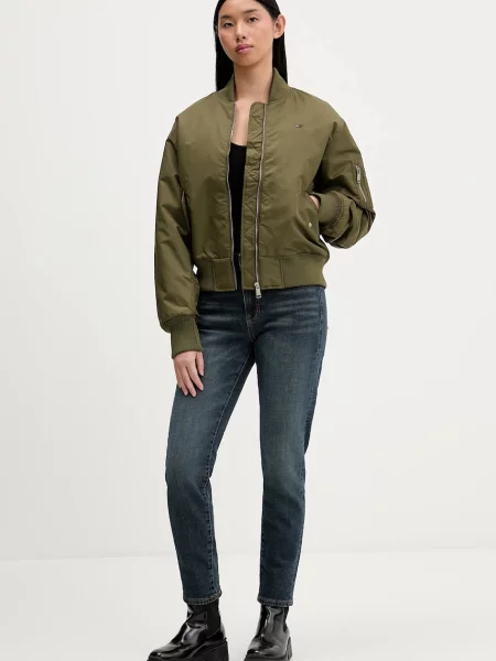 Tommy Jeans kurtka bomber przejściowa oversize zielony